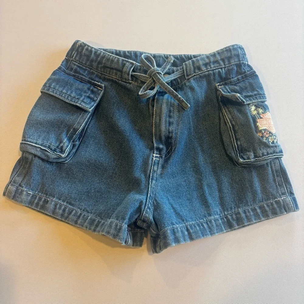 VINTAGE Harley-Davidson 90s Y2K Little Girls 100%‎ Cotton Denim Shorts Size 5